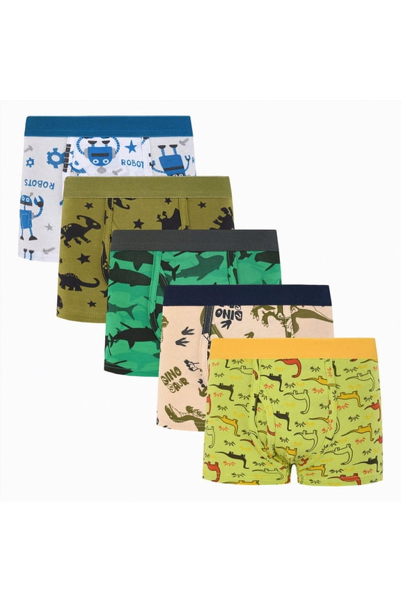Little Boys Boxer Briefs Baby Girls Boys Cute Print Loose Shorts Toddler Newborn Panty Diaper 5 Packs 4T 5T (Green,4-5 Years)