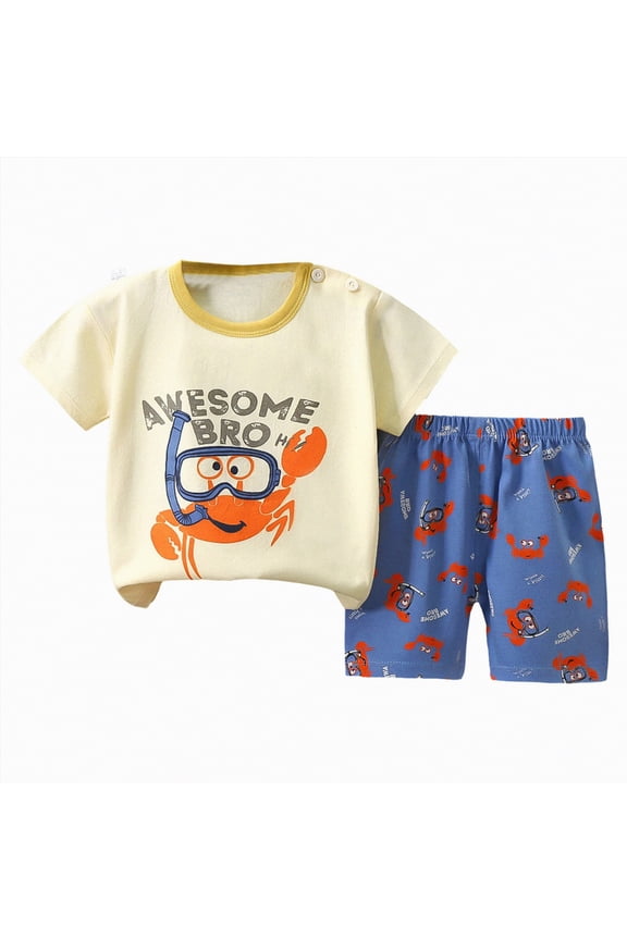 Little Boys Golf Outfits Boys Short Sleeve T-Shirt and Shorts Set, 2-Piece Outfit Bundle for Boys 4T 5T (Light Yellow,4-5 Years)