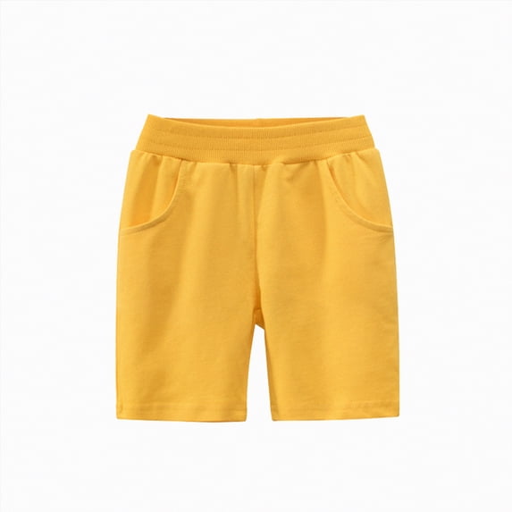 Kogui Little Boys Shorts Boys Stretch Cargo Shorts Elastic Waist School Kids Twill Summer Short Size 6-8 (Yellow,6-8 Years)