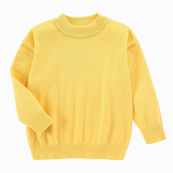 Kogui Little Girl Sweaters Girl's Long Sleeve Soft Crewneck Slim Fit Pullover Sweater Top for Kids Size 11-12 (Yellow,11-12 Years)