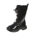 thumbnail image 1 of Kogui Little Girls Boots Combat Boots for Girls Lace Up Riding Boots Mid Calf Fashion Waterproof Non Slip Side Zipper Boot Fall Winter Spring Size 13.5 (Black,Little Kids 13.5), 1 of 9