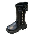 thumbnail image 1 of Kogui Little Girls Boots Girls Boots Girls Combat Boots Mid Calf Lace Up Riding Boots Fashion Leather Side Zipper Boot for Kids Size 10.5 (Black,Little Kids 10.5), 1 of 9