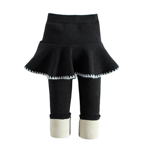 Kogui Little Girls Leggings with Skirts Baby Toddler and Little Girls Ruffles Buttocks Leggings Solid Color Pants Size 18 24 Months (Black,18-24 Months)