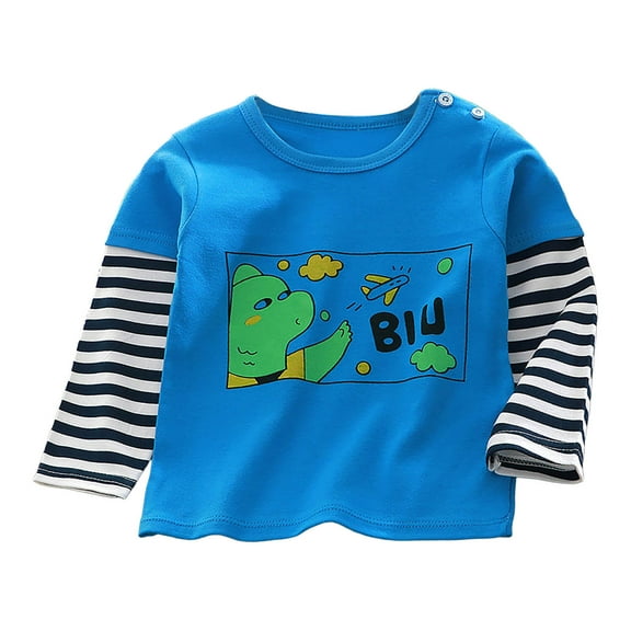 Kogui Long Sleeve Boys Shirts Shirts for Boys Long Sleeve Soft Crew Neck Comfortable Boys T-shirts Size 7-8 (Blue,7-8 Years)