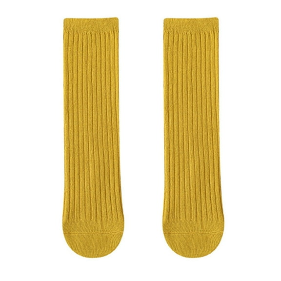 Kogui Long Socks for Girls Uniform Girls Knee High Socks Stripe Seamless Toe Kids School Uniform Socks Over The Knee Socks for Girls Boys Size 0-18 (Yellow,0-18 Years)