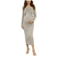 thumbnail image 1 of Kogui Maternity Dress 2 Piece Maternity Dress Cardigan Set Strapless Bodycon Maxi Tube Dresses Long for Baby Shower Photoshoot Formal (Khaki,L), 1 of 6