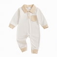 thumbnail image 1 of Kogui Neutral Baby Clothes Winter Baby Boy Zipper Romper Long Sleeve Baby Pajamas with Mitten Cuffs 0 3 6 9 12 18 24 Months (Beige,6-12 Months), 1 of 6