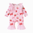 thumbnail image 1 of Kogui New Born Clothes Baby Girl Toddler Baby Girl Romper Fall Winter Long Sleeve Ruffle Jumpsuit Infant Romper 0 3 6 9 12 18 Months (Pink,0-3 Months), 1 of 9