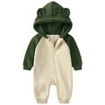 thumbnail image 1 of Kogui Newborn Baby Snowsuit Newborn Baby Snowsuit Winter Fleece Romper Hooded Jumpsuit Infant Coat for Girls Boys 9 12 Months (Green,9-12 Months), 1 of 6