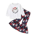 thumbnail image 1 of Kogui Newborn Christmas Outfit Girl Plaid Toddler Baby Girl Fall Clothes Outfit Cute Sweatshirts + Pants Set 2t 3t (White,2-3 Years), 1 of 8