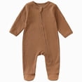 thumbnail image 1 of Kogui Newborn Romper Baby Boy Summer Baby Boy Short Sleeve Baseball Flag Jumpsuit Summer Romper 0 3 6 9 12 18 24 Months (Brown,0-3 Months), 1 of 4