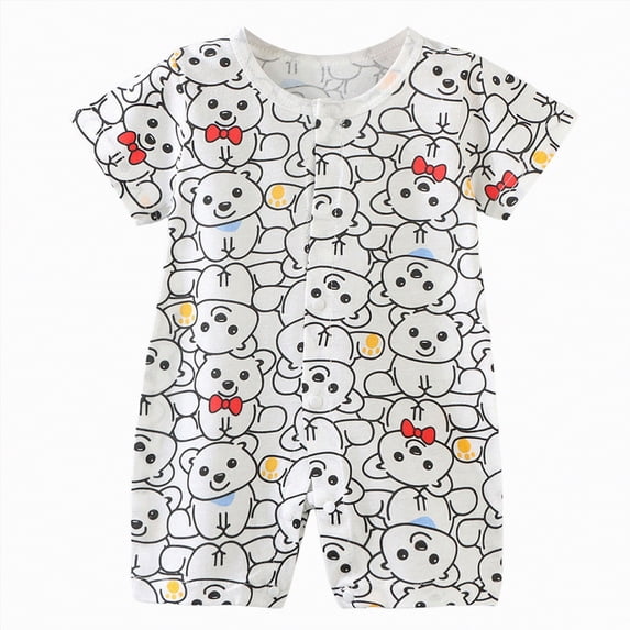 Kogui Newborn Romper Boys for Summer Newborn Baby Boy Outfit Romper Bodysuit Jumpsuit One Piece Clothes 0 3 6 9 12 18 24 Months (White,12-18 Months)