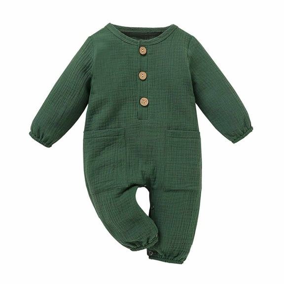 Kogui Romper Long Sleeve Baby Girl Clothes Romper Long Sleeve Ruffle Jumpsuit Cute Girl Fall Winter Outfits with Headband 0 3 6 9 12 18 24 Months (Green,6-9 Months)