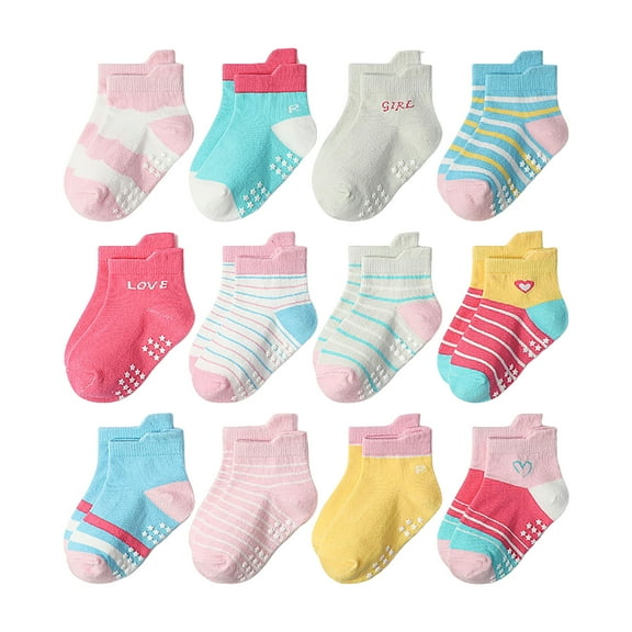 Kogui Socks Baby Boy Girl Solid Ankle Crew Socks Toddler Kids Unisex Socks Size 24 Months (D,0-1 Years)