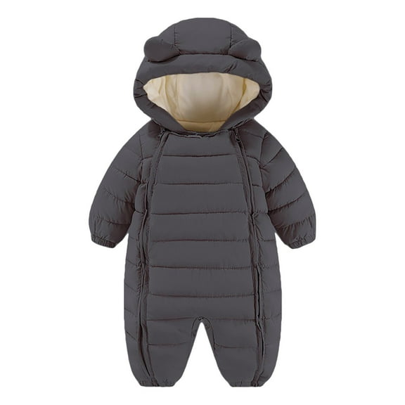 Kogui Newborn Winter Clothes Infant Down Cotton Snowsuits Fleece Lining Jumpsuits Baby Zipper Winter Coat Size 3 6 Months (Black,3-6 Months)