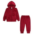 thumbnail image 1 of Kogui Outfit for Boys Baby Boys' Tracksuits - 2 Piece Soft Warm Full Zip Up Hoodie and Jogger Pants Set for Toddler Boys Size 12 24 Months (Wine,12-24 Months), 1 of 9