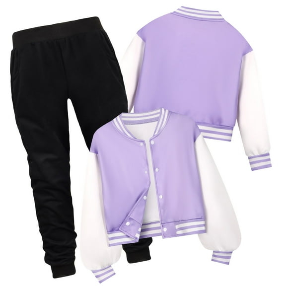 Kogui Outfits for Girls Girls Sweatsuit Set Cute Sweatshirt & Jogger Pants Casual Outfuts Set Size 5T 6T (Purple,5-6 Years)