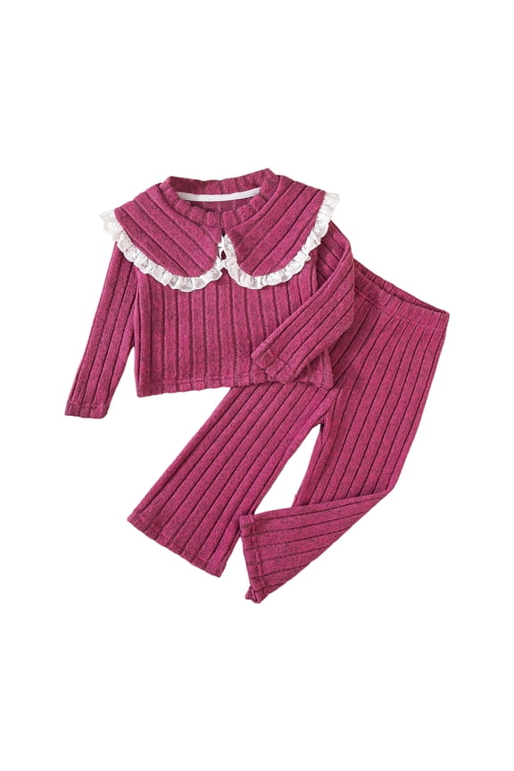 Outfits for Kids Kid Toddler Girl Clothes Long Sleeve Top Pants Fall Outfit Set Size 18 24 Months (Hot Pink,18-24 Months)