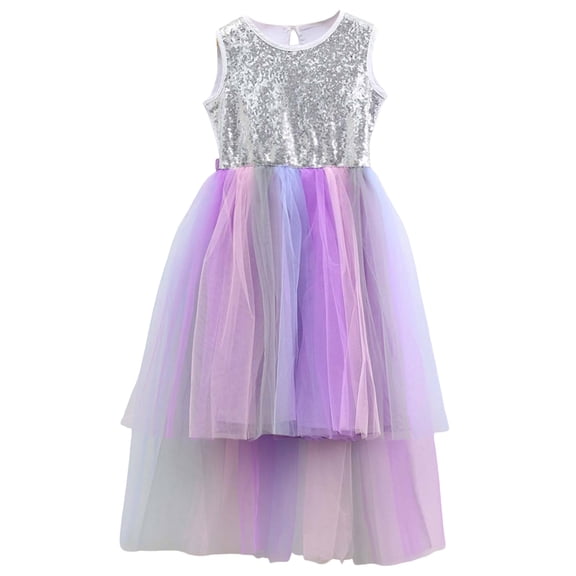 Kogui Pageant Flower Girl Dresses for Girls Girl's Elegant Bow Dress Color Block Strapless Tube Birthday Dresses Size 8-9 (Purple,8-9 Years )