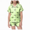 thumbnail image 1 of Kogui Pjs for Girls Girls Satin Pajamas Set Button Down 2 Piece Silk Pjs Shorts Set Ruffle Sleepwear Size 12-13 (Light Green,12-13 Years), 1 of 5