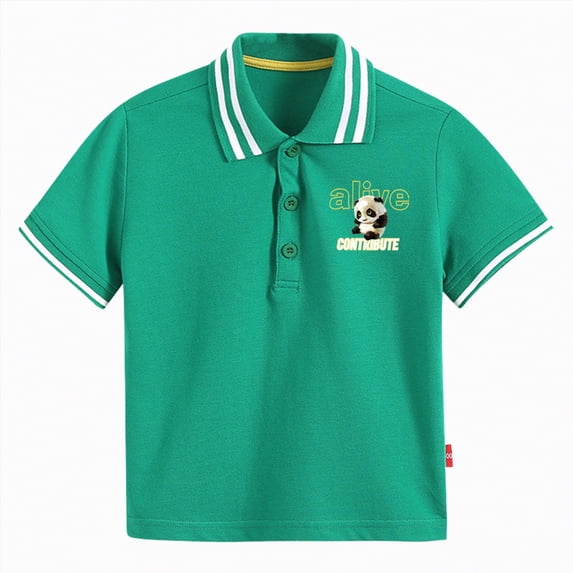 Kogui Polo Shirts for Boys Toddler Baby Boy Summer Clothes Golf Polo Shirt Short Sleeve Lapel Collar Striped Casual T-Shirt Tops 4T 5T (Green,4-5 Years)