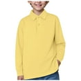 thumbnail image 1 of Kogui Polo Shirts for Boys Boys' Long-Sleeve Pique Polo Shirt Winter Soft Casual Polo Shirt School Uniform for Kids Size 10-11 (Yellow,10-11 Years), 1 of 5