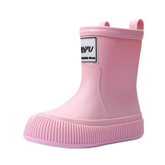 Kogui Rain Boots for Kids Boys Girls Waterproof Rain Boots Kids Toddler Solid Color Boots with Easy On Handles Size 12.5 (Pink,Little Kids 12.5)