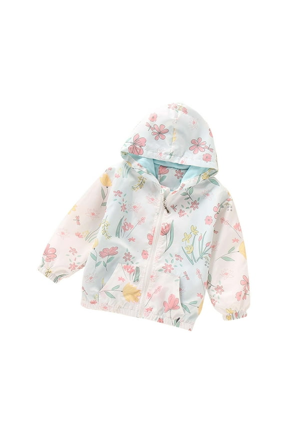 Rain Coats for Girls Girls Rain Jackets Waterproof Hoodie Kids Raincoats Lightweight Windbreakers Size 6-7 (WH1,6-7 Years)