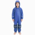 thumbnail image 1 of Kogui Rain Suit Kids Toddler Rain Suit for Boys Girls One Piece Hoodie Zipper Cartoon Waterproof Coverall Rain Jacket 3T 4T (Blue,3-4 Years), 1 of 9