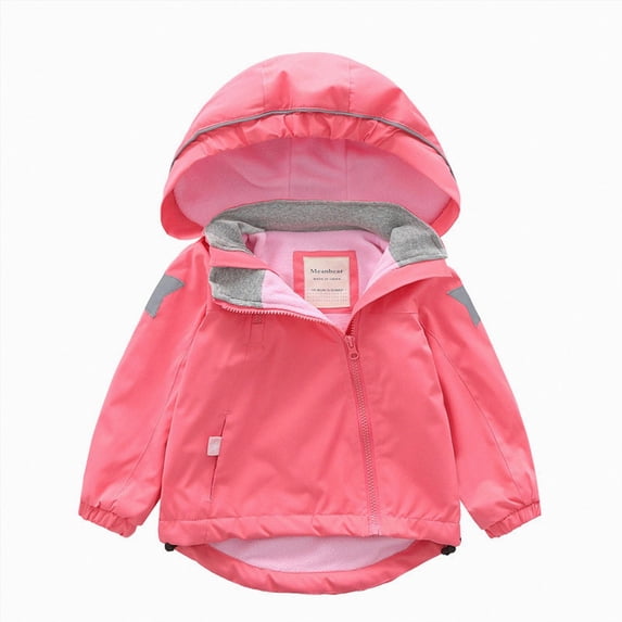 Kogui Raincoat for Girls Girls Plush Warm Jacket Hooded Soft Fleece Kids Winter Coat with Zipper and Pockets for Toddler Little Girls Sizes 12M-8Y (Pink,7-8 Years)
