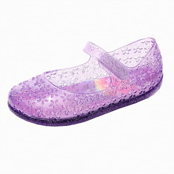 Kogui Sandals Toddler Girl Jelly Sandals for Girls Kids Toddler Princess Dress Up Flat Sequins Butterfly Mary Jane Shoes Summer Casual Sandal Size 10 (Purple,Toddler 10)