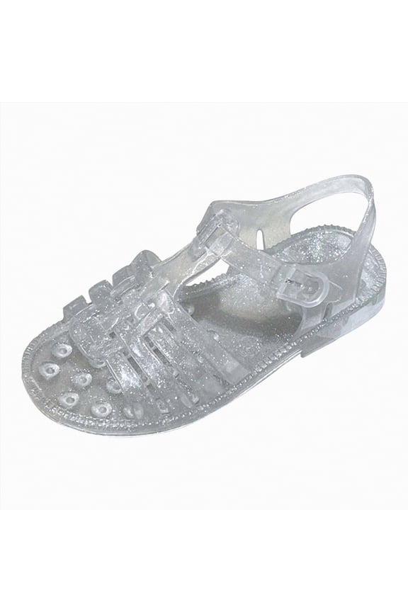 Sandals for Toddler Girls Toddler Shoes Kids Girl Jelly Sandals Girls Closed Toe Summer Dress Shoes Beach Flat Sandals Size 13.5 (Clear,Little Kids 13.5)