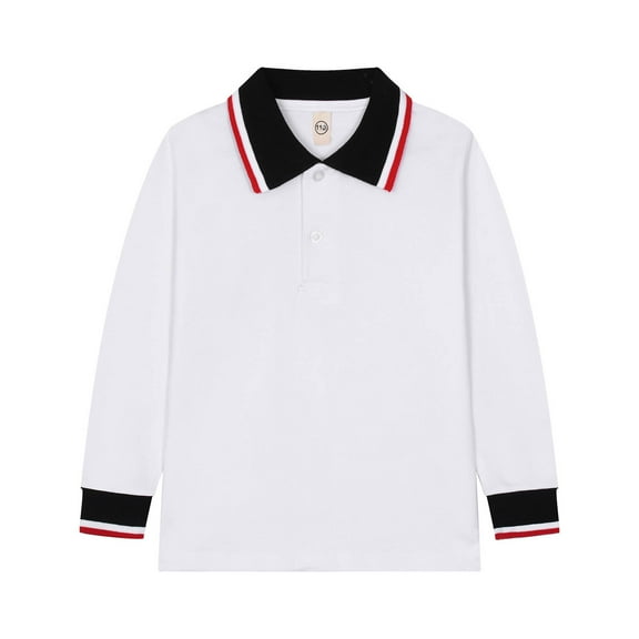 Kogui School Uniform for Boys Boys Classic Plain Polo Shirt Long Sleeve Half Button Down T-Shirt Top Soft Bassic Blouse Toddler School Uniform Tee Size 8-9 (Purple,8-9 Years)