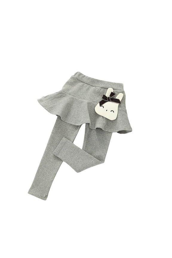 Skirt with Leggings Girls Toddler Girls Footless Leggings with Skirt Lace Ruffle Tutu Girls Skirt Pants with Flora Print Size 4T 5T (Grey,4-5 Years)