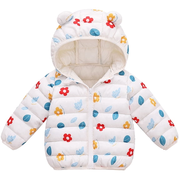 Kogui Snow Jacket Girls Baby Girls Long Down Coats Lightweight Outwear Winter Hooded Jackets 2T 3T (White,2-3 Years)