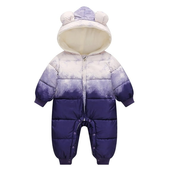 Kogui Snow Suit Toddler Baby Winter Snowsuit Coat Romper Outwear Hooded Footie Toddler Size 3 6 Months (Purple,3-6 Months)