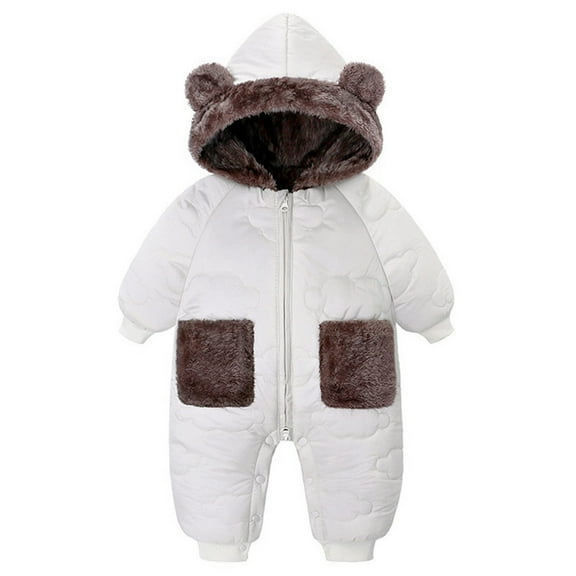 Kogui Snowsuit for Baby Baby Boys Girls Snowsuit Winter Clothes Suit Hooded Jumpsuit Romper Outfit Infant Warm Coat Outwear 18 26 Months (White,18-26 Months)