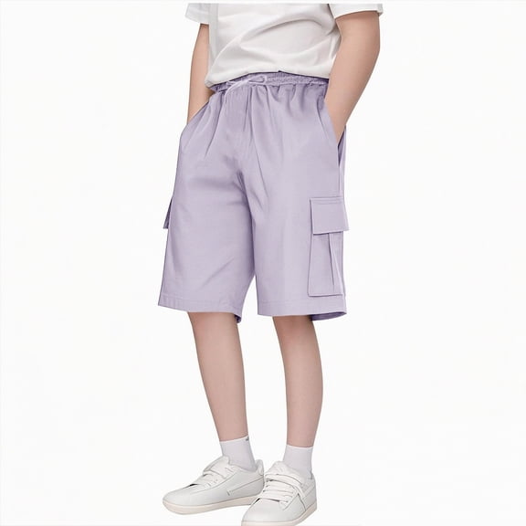 Kogui Soccer Shorts Kids Boys' Golf Play Shorts Elastic Closure Lightweight & Stretchy 5t 6t (Purple,5-6 Years)