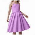 thumbnail image 1 of Kogui Summer Dresses for Little Girls Kids Girls Dress with Flutter Ruffle Short Sleeve Kids Lace Square Neck Frocks Size 8-9 (Purple,8-9 Years), 1 of 6