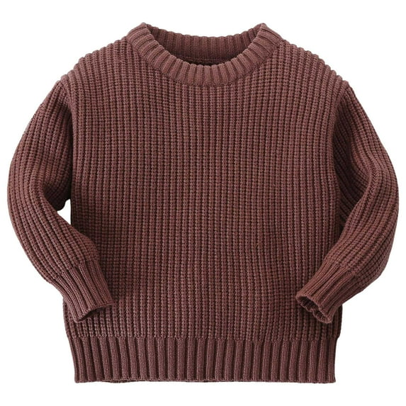Kogui Sweater for Toddler Boy Toddler Baby Boy Girl Outfit Embroidery Sweater Long Sleeve Cable Knit Pullover Sweaters Top Size 3T 4T (Brown,3-4 Years)