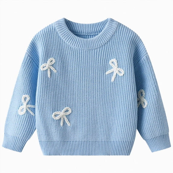 Kogui Sweaters for Baby Girls Toddler Baby Girl Boy Knit Sweater Warm Long Sleeve Pullover Sweatshirt Fall Winter Clothes 4T 5T (Blue,4-5 Years)