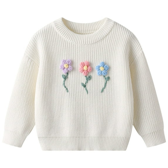 Kogui Sweaters for Kids Boys Girl's Long Sleeve Soft Crewneck Slim Fit Pullover Sweater Top for Kids Size 5T 6T (White,5-6 Years)