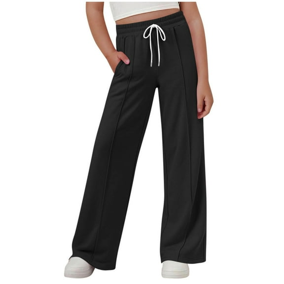 Kogui Sweatpants for Teen Girls Girls Sweatpants Kids Baggy Pants Athletic Jogger Pants Size 14-15 (Black,14-15 Years)