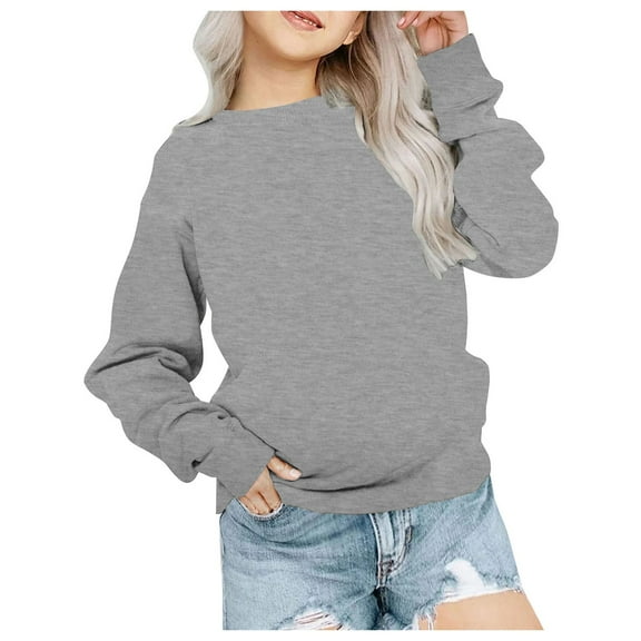 Kogui Sweatshirt Girls Kids Crewneck Sweatshirt Solid Girls Crop Top Sweater Long Sleeve Sport Sweatshirt Size 3T 4T (Grey,3-4 Years)