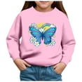 thumbnail image 1 of Kogui Sweatshirts for Girls Long Sleeve Shirts For Girls Drop Shoulder Pullover Solid Crew Neck Cropped Sweatshirts Size 5T 6T (Pink,5-6 Years), 1 of 4