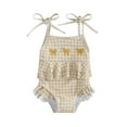 thumbnail image 1 of Kogui Swimsuit Girls Toddler Baby Girl One Piece Swimsuits Floral Plaid Print Fly Sleeve Summer Jumpsuit Swimwear Beachwear Bikini Bathing Suit 2T 3T (Light Yellow,2-3 years), 1 of 6