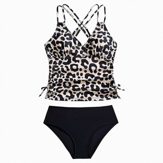 Kogui Swimwear for Girls Girls Swimsuits 2 Piece Tankini Bathing Suit Set Cute Bikini Swimwear Size 9-10 (Black,9-10 Years)