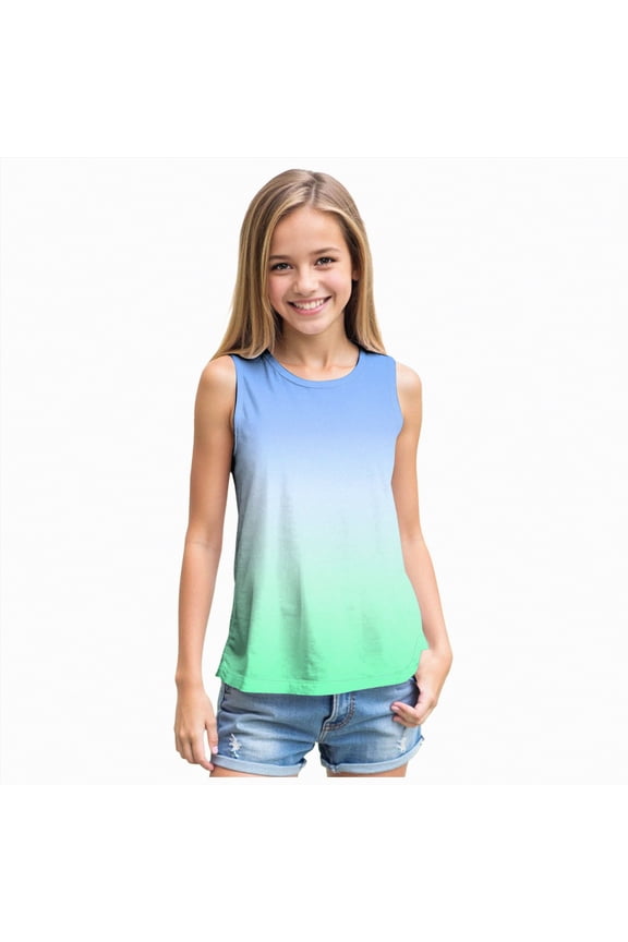 Tank Tops for Girls Sports Girls Sequin Fringe Crop Tops Sparkly Glitter Dance Sleeveless Tank Shirt Size 13-14 (Green,13-14 Years)