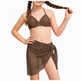 thumbnail image 1 of Kogui Teen Girl Swimsuits Girl's 3 Piece Cute Bowknot Bathing Suit Halter Triangle High Waisted Swimsuit with Beach Cover Up Skirt Size 10-11 (Coffee,10-11 Years), 1 of 7
