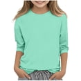 thumbnail image 1 of Kogui Teen Girls Long Sleeve Shirts Kids Girls Shirts Kids Girls Casual Crewneck Tunic Tops Long Sleeve Pullover Shirt Casual Loose Blouse T-Shirt Size 12-13 (Light Green,12-13 Years), 1 of 4